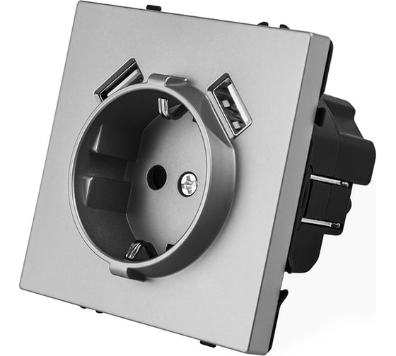 Розетка серая, USB-A, USB-A электрическая, модуль,  Grand {V702207} Vell 1398379