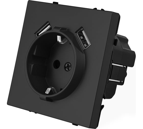 Розетка черная, USB-A, USB-A электрическая, модуль,  Grand {V702206} Vell 1398378