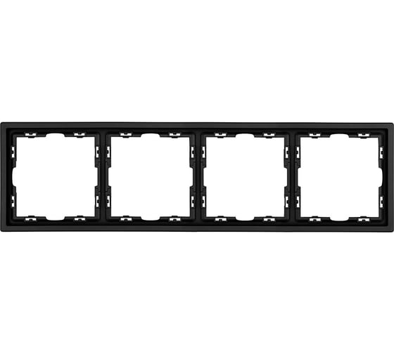 Рамка Vell тонкая черная, пластик, 4 поста, 80х80 мм, модуль, Grand {V702166} 1398338