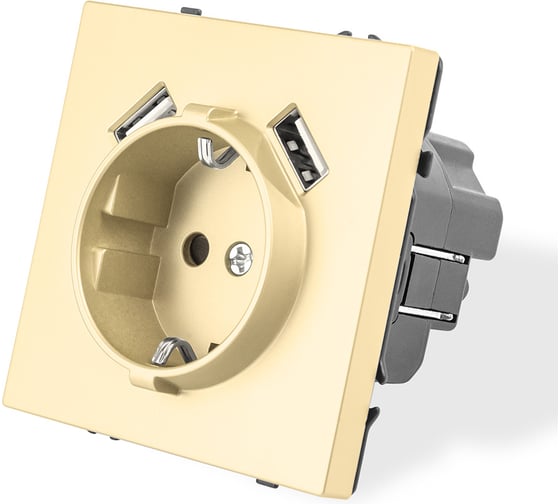Розетка Vell золотая, USB-A, USB-A электрическая, модуль, Grand {V702208} 1398380