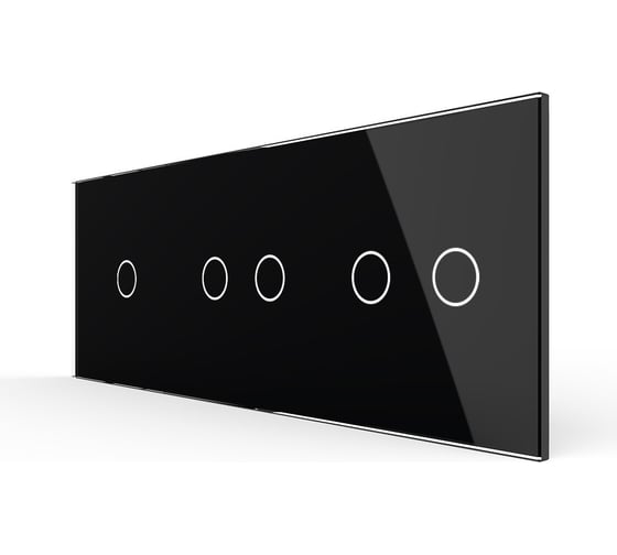 Панель для трех сенсорных выключателей LIVOLO 5 клавиш (1+2+2), цвет черный, стекло BB-C7-C1/C2/C2-12