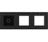 Панель для двух розеток и сенсорного выключателя LIVOLO 1 клавиша, цвет черный, стекло BB-C7-SR/SR/C1-12 4