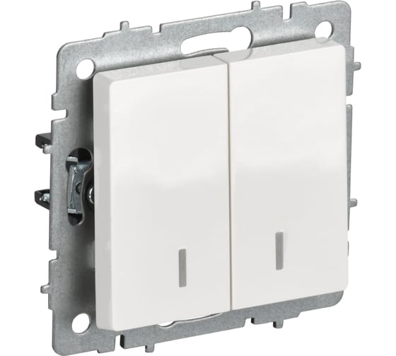 Выключатель IEK BRITE 2-клавишный с индикацией 10А безвинтовое крепление ВС11-2-1-БрБ белый BR-V20-1-10-1-K01
