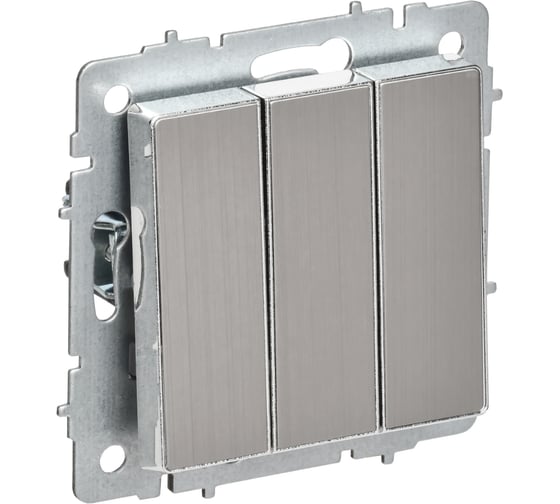 Выключатель IEK BRITE 3-клавишный 10А ВС10-3-0-БрГН металл хром/никель BR-V30-0-10-M-K23