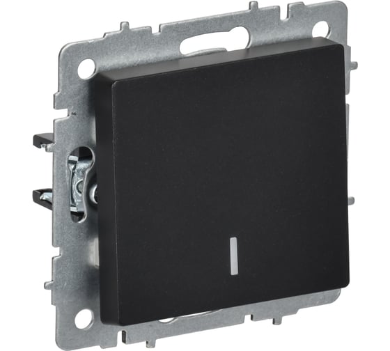 Выключатель IEK BRITE 1-клавишный с индикацией 10А безвинтовое крепление ВС11-1-1-БрЧ черный BR-V10-1-10-1-K02