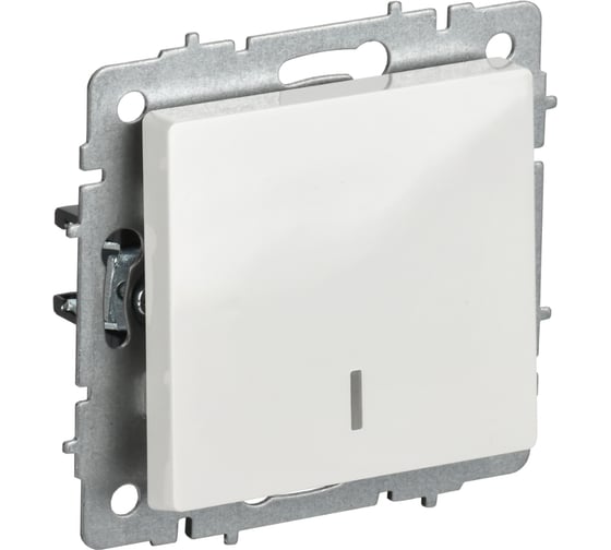 Выключатель IEK BRITE 1-клавишный с индикацией 10А безвинтовое крепление ВС11-1-1-БрБ белый BR-V10-1-10-1-K01
