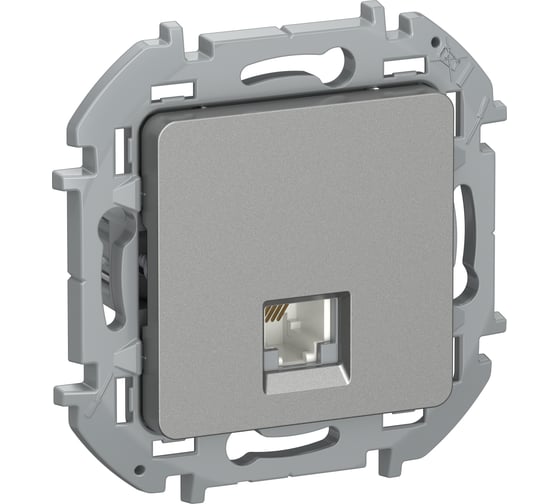 Розетка телефонная IEK INSPIRIA RJ11, алюминий 6738221