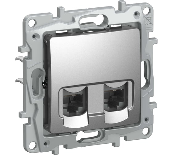 Розетка компьютерная двойная IEK ETIKA RJ45 категория 5Е UTP алюминий 6724551