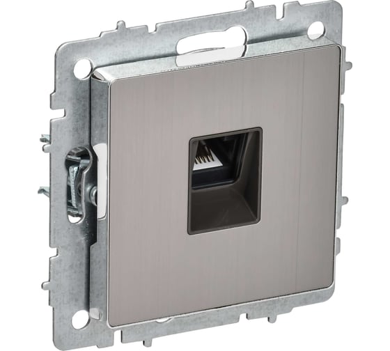 Розетка компьютерная IEK BRITE RJ45 кат.5E РК10-БрГН металл хром/никель BR-K10-1-M-K23
