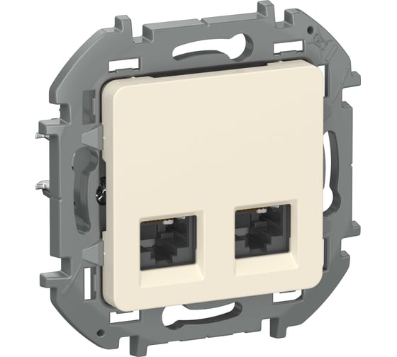 Розетка компьютерная двойная IEK INSPIRIA RJ45 категория 6 UTP слоновая кость 6738411