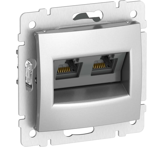 Розетка компьютерная двойная IEK VALENA RJ45 категория 5Е UTP алюминий 6902311