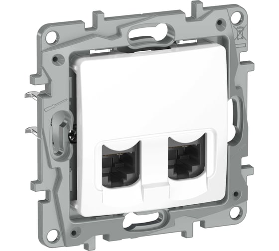 Розетка компьютерная двойная IEK ETIKA RJ45 категория 6 UTP белый 6722541