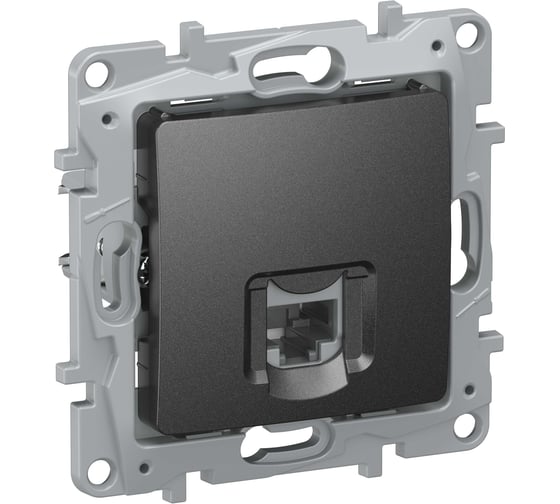 Розетка компьютерная IEK ETIKA RJ45 категория 6 UTP антрацит 6726531