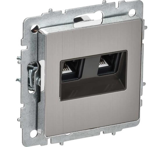 Розетка компьютерная двойная IEK BRITE RJ45 кат.5E РК10-2-БрГН металл хром/никель BR-K20-1-M-K23