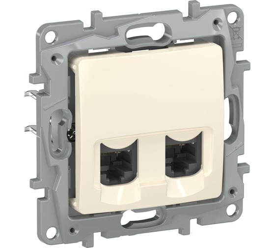 Розетка компьютерная двойная IEK ETIKA RJ45 категория 6 UTP слоновая кость 6723541