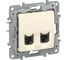 Розетка компьютерная двойная IEK ETIKA RJ45 категория 6 UTP слоновая кость 6723541 1