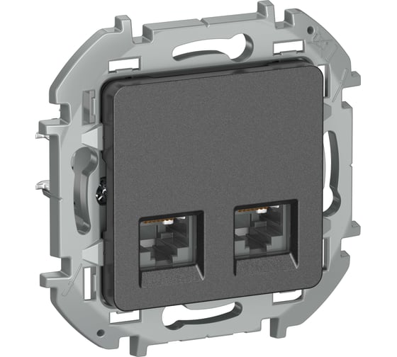 Розетка компьютерная двойная IEK INSPIRIA RJ45 категория 6 UTP антрацит 6738431