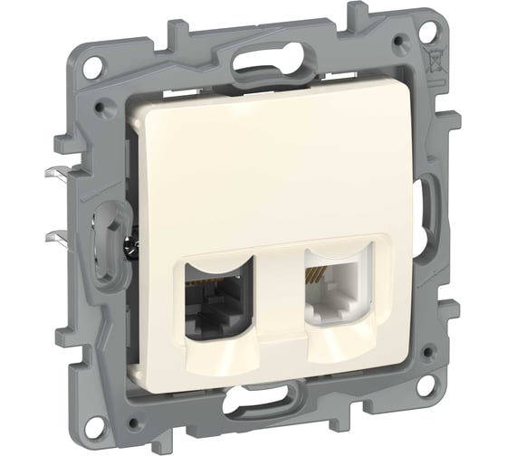 Розетка двойная IEK ETIKA RJ11+RJ45 кат.5E UTP слоновая кость 6723521