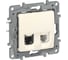 Розетка двойная IEK ETIKA RJ11+RJ45 кат.5E UTP слоновая кость 6723521 1