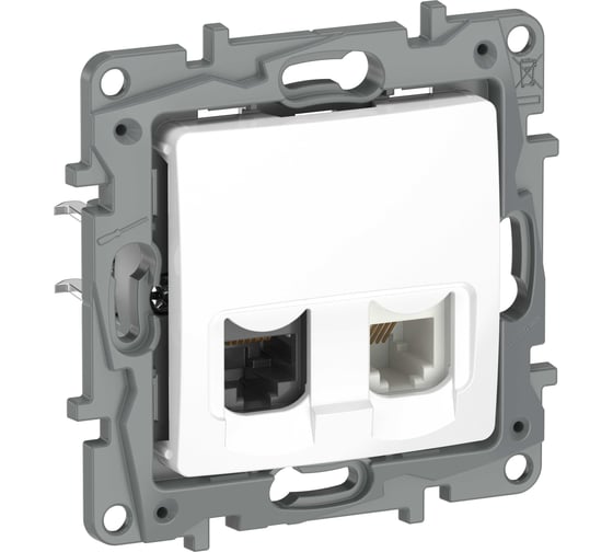 Розетка двойная IEK ETIKA RJ11+RJ45 кат.5E UTP белый 6722521