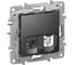 Розетка двойная IEK ETIKA RJ11+RJ45 кат.5E UTP антрацит 6726521 1