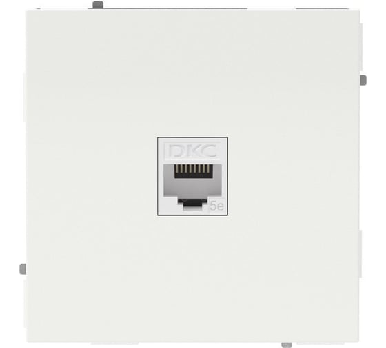 Компьютерная розетка DKC KANT RJ 45, без шторки, в стену, кат.5е, одинарная, белый глянцевый, 1 шт 7000663DIY