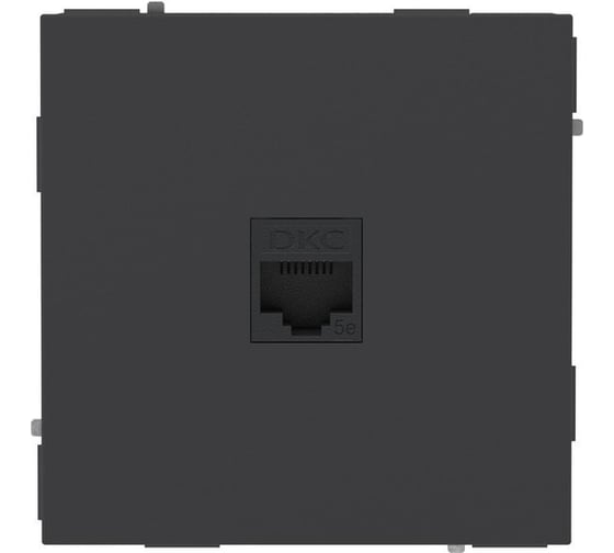 Компьютерная розетка DKC KANT RJ 45, без шторки, в стену, кат.5е, одинарная, черный матовый, 1 шт 7012663DIY