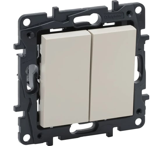 Выключатель Legrand STRUCTURA 2-клавишный, 10А, безвинтовое крепление, слоновая кость 764011