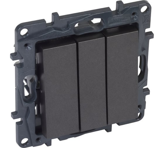 Выключатель Legrand STRUCTURA 3-клавишный, 10А, магнезиум 764153