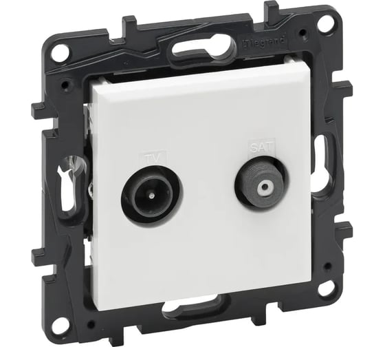 Розетка двойная Legrand STRUCTURA TV+SAT, тип звезда, двухкабельная, белый 764280