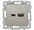Розетка USB A+C IEK BRITE РЮ11-1-БрГН 18Вт, металл, хром/никель BR-U22-018-M-K23 2