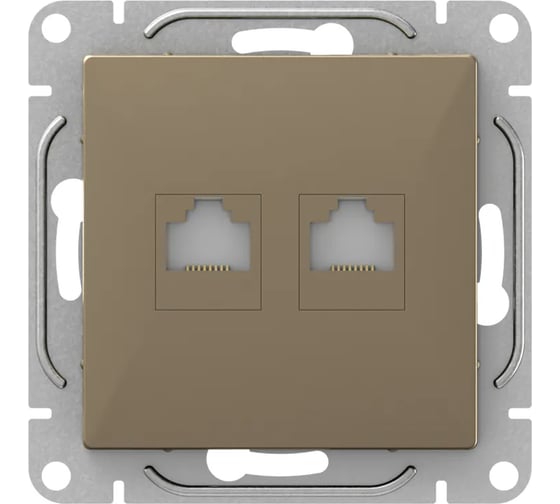 Механизм компьютерной розетки EKF Эпика RJ45 - 2шт, (cat6), шампань UP1-SOC-2RJ45-6