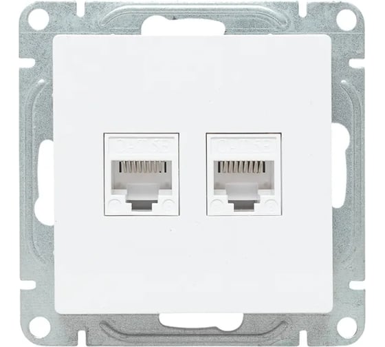 Механизм компьютерной розетки EKF Эпика RJ45 - 2шт, (cat6), белый UP1-SOW-2RJ45-6