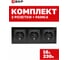 Розетка 3-местная EKF Стокгольм с заземлением, 16А, автоматические клеммы, черная, с защитными шторками, с металлической рамкой EXR16-228-20 2