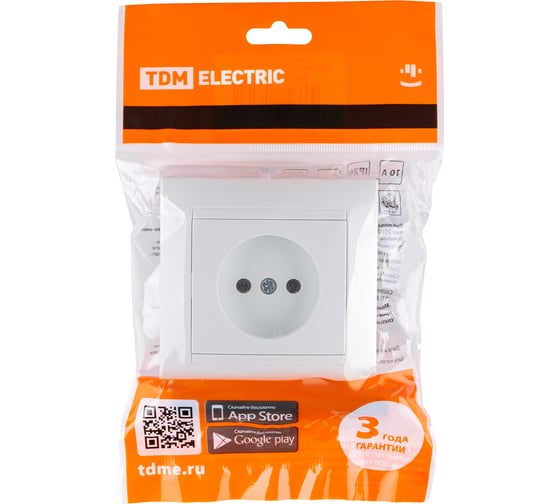 Розетка TDM ELECTRIC 2П 10А 250В белая Лама SQ1815-0022