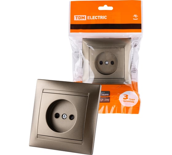 Розетка TDM ELECTRIC 2П 10А 250В с защитными шторками, бронза Лама SQ1815-0710