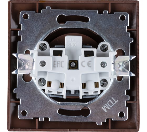 Розетка TDM ELECTRIC 2П 10А 250В с защитными шторками, венге Лама SQ1815-0410