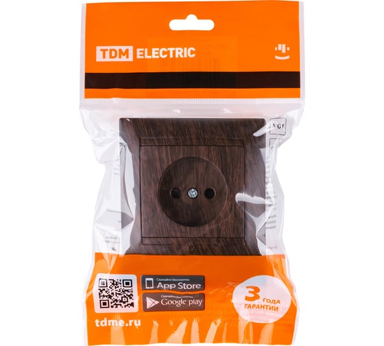 Розетка TDM ELECTRIC 2П 10А 250В с защитными шторками, венге Лама SQ1815-0410