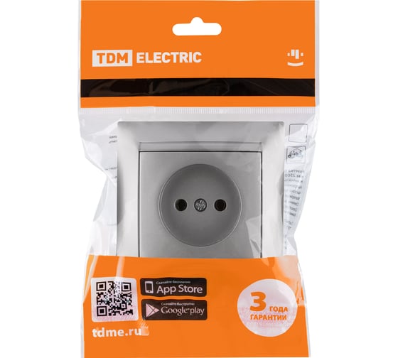 Розетка TDM ELECTRIC 2П 10А 250В серебристый металлик Лама SQ1815-0222