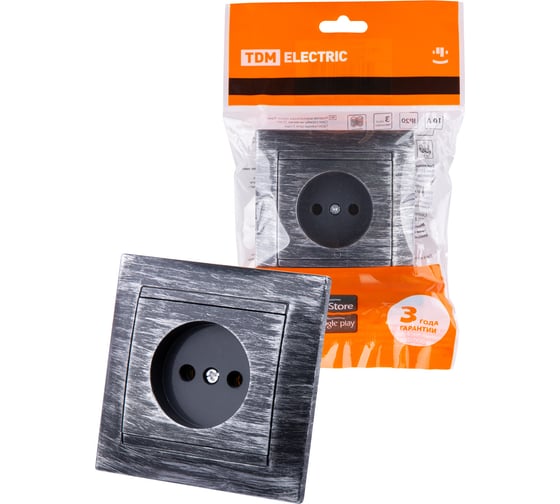 Розетка TDM ELECTRIC 2П 10А 250В старинное серебро Лама SQ1815-0663 1