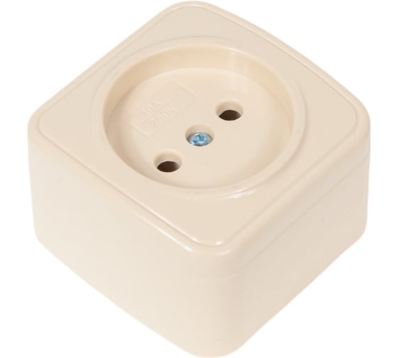 Розетка TDM ELECTRIC 2П открытой установки IP20 10А, слоновая кость Дача Народная SQ1824-0020