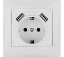 Розетка TDM ELECTRIC 2П+З 16А 250В + 2 USB порта 2,1А 5В белая Лама SQ1815-0042
