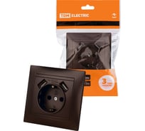 Розетка TDM 2П+З 16А 250В + 2 USB порта 2,1А 5В шоколад Лама SQ1815-0542