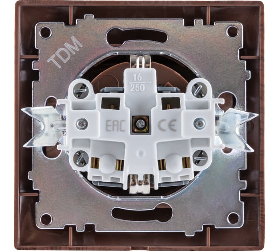 Розетка TDM ELECTRIC 2П+З 16А 250В IP44 с крышкой венге Лама SQ1815-0426