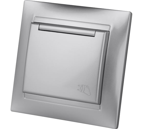 Розетка TDM 2П+З 16А 250В IP44 с крышкой серебристый металлик Лама SQ1815-0226