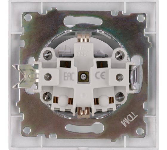 Розетка TDM 2П+З 16А 250В IP44 с крышкой серебристый металлик Лама SQ1815-0226