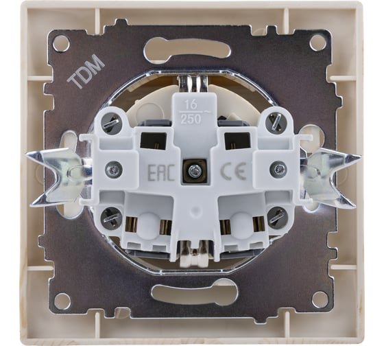 Розетка TDM ELECTRIC 2П+З 16А 250В IP44 с крышкой сосна серии "Лама" SQ1815-0326