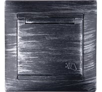 Розетка 2П+З 16А 250В IP44 с крышкой TDM ELECTRIC старинное серебро, серия "Лама" SQ1815-0667