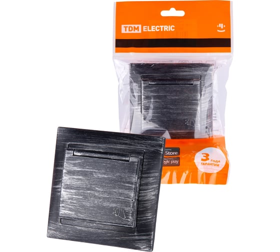 Розетка TDM ELECTRIC 2П+З 16А 250В IP44 с крышкой старинное серебро Лама SQ1815-0667