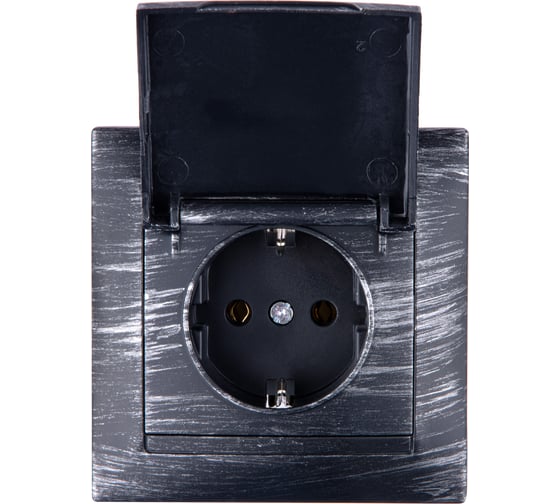 Розетка TDM ELECTRIC 2П+З 16А 250В IP44 с крышкой старинное серебро Лама SQ1815-0667